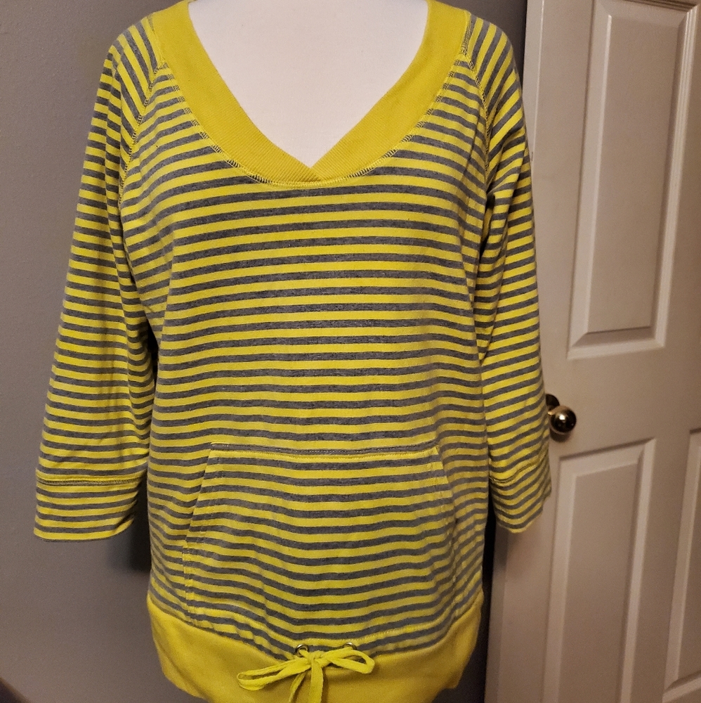 NY&C 3/4 Sleeved Lightweight Striped Sweatshirt